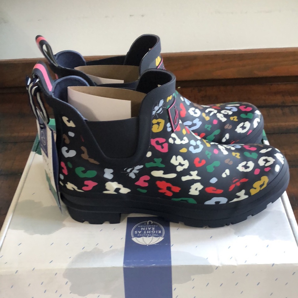 Joules Colorful Leopard Print Rain Boots